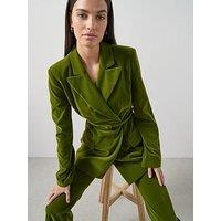 The Very Collection Sculpted Velvet Blazer - Green