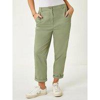 Roman Petite Cotton Blend Stretch Chino Trousers - Khaki