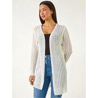 Roman Longline Lightweight Knit Cardigan - Ivory