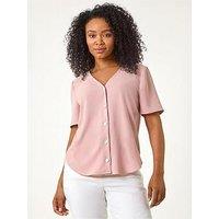 Roman Petite V-Neck Button Through Blouse