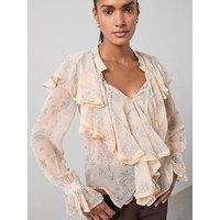 The Very Collection Ruffle Detail Chiffon Blouse - Cream