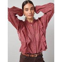 The Very Collection Ruffle Detail Checked Shirt - Red
