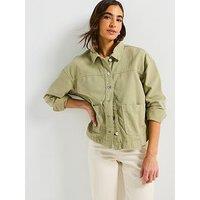 Vero Moda Jamie Long Sleeve Denim Shacket - Green