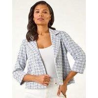 Roman Textured Check Print Collar & Revere Blazer - Lilac