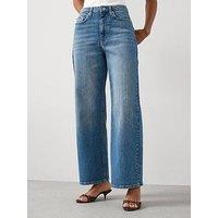 The Very Collection Short High Waist Wide Leg Jeans - Mid Wash