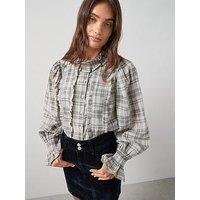 The Very Collection Checked Frill Detail Shirt - Print