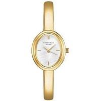 Rosefield Studio Bangle Watch With Oval Mop Dial On A Gold Ip Bangle