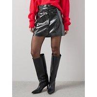 The Very Collection Crackled Pu Mini Skirt - Black