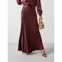 The Very Collection Satin Bias Cut Maxi Skirt - Red