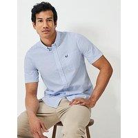 Crew Clothing Short Sleeve Seersucker Stripe Shirt - Light Blue