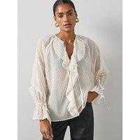The Very Collection Ruffle Detail Gold Lurex Spec Blouse - Cream