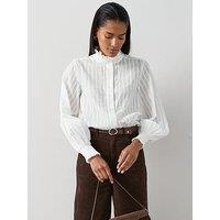 The Very Collection Frill High Neck Detail Button Up Shirt - White