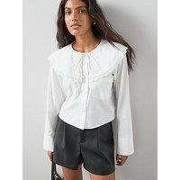 The Very Collection Collar Detail Broderie Trim Shirt - White