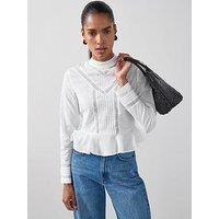 The Very Collection Embroidered High Neck Blouse - White