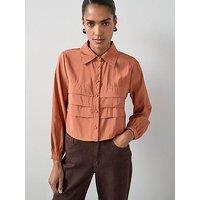 The Very Collection Pleated Detail Crop Body Fit Shirt - Pink