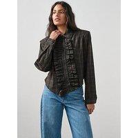 The Very Collection Collared Ruffle Detail Checked Shirt - Brown