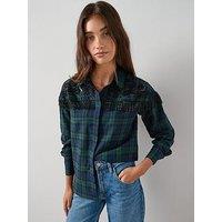 The Very Collection Embellished Checked Shirt - Green