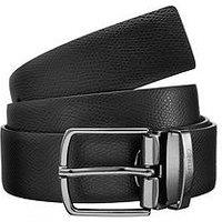 Valentino Litech Reversible Leather Belt - Black/Dark Brown