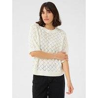 Kaffe Nika Knit Short Sleeved Jumper - Chalk