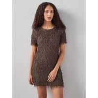 The Very Collection Fringed Mini Shift Dress - Brown