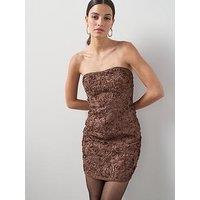 The Very Collection Bandeau Corsage Mini Dress - Brown