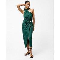 French Connection Linen Blend Draped Halter Midi Dress