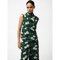 French Connection Floral Print High Neck Sleeveless Draped Top