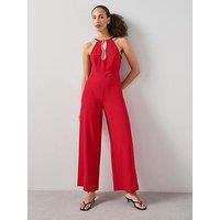 The Very Collection Gem Embellished Halter Jumpsuit - Red