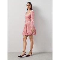 The Very Collection Puffball Velvet Mini Dress - Pink