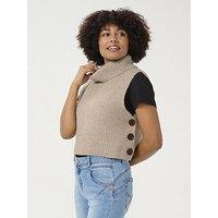 Cream Crstarfi Slipover Sleeveless Jumper - Beige