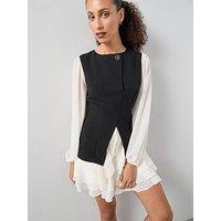 The Very Collection Ruffle Hem Blazer Dress - Black