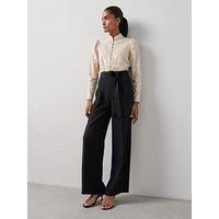 The Very Collection Embellished Button Through Wide Leg Jumpsuit - Black