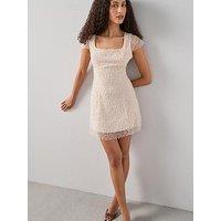 The Very Collection Pearl Short Sleeve Mini Dress - Cream