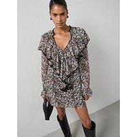 The Very Collection Printed Ruffle Front Mini Dress - Print