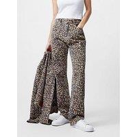 French Connection Cotton Straight Leg Leopard Print Denim Jeans