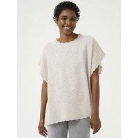 Cream Dammi Knit Poncho - Grey