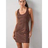 The Very Collection Suede Mini Shift Dress - Brown