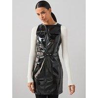 The Very Collection Cracked Pu Mini Shift Dress - Black