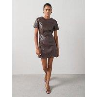 The Very Collection Pu Shift Dress - Brown