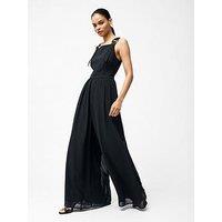 French Connection Sleeveless Wide Leg Sheer Jumpsuit - Black