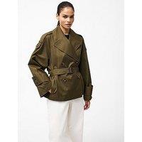 French Connection Cotton Blend Cropped Boxy Trench Coat