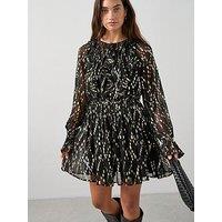 The Very Collection Ruffle Front Lurex Mini Dress - Black