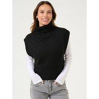 Cream Ginger Slipover Sleeveless Jumper - Black