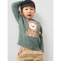 The Very Collection Boys Animal Character Applique Knitted Jumper - Green