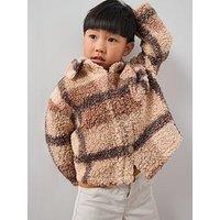 The Very Collection Boys Checked Borg Button Up Jacket - Brown