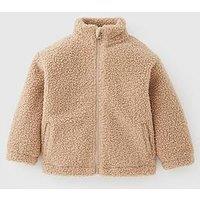Mini V By Very Boys Borg Funnel Neck Zip Up Jacket - Brown