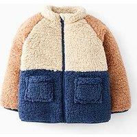 Mini V By Very Boys Colour Block Borg Zip Up Jacket - Multi