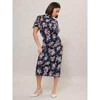 Pixiegirl Floral Mesh Wrap Midi Dress