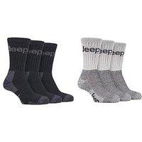 Sockshop Jeep Luxury Terrain Boot Crew Socks 6 Pack - Black/Multi