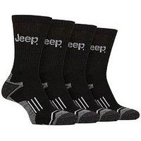 Sockshop Jeep Tech Performance Crew Sports Socks 4 Pack - Black